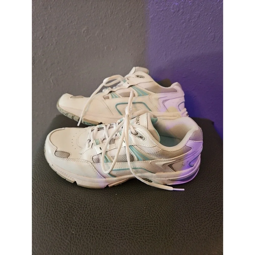 Vionic Walker Shoes Womens Size 10 Leather Athletic white/blue Ex.Condition (S25
